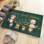 Home Sweet Home With Our Kids - Personalized Decorative Mat - Gift For Couples, Gift For Pet Lovers