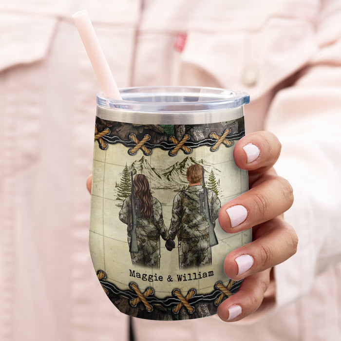 I Want To Hold Your Hand At 80 And Go Hunting - Personalized Wine Tumbler