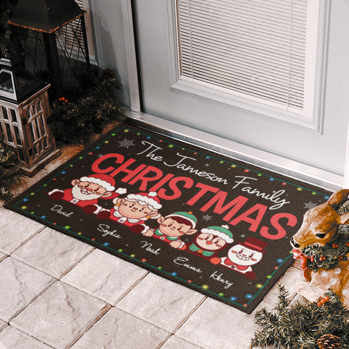Happy Christmas With Our Family - Personalized Decorative Mat