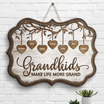 Grandkids Make Life More Grand - Gift For Grandma, Personalized Shaped Wood Sign