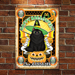 A Wonderful Halloween With Your Cat - Personalized Metal Sign