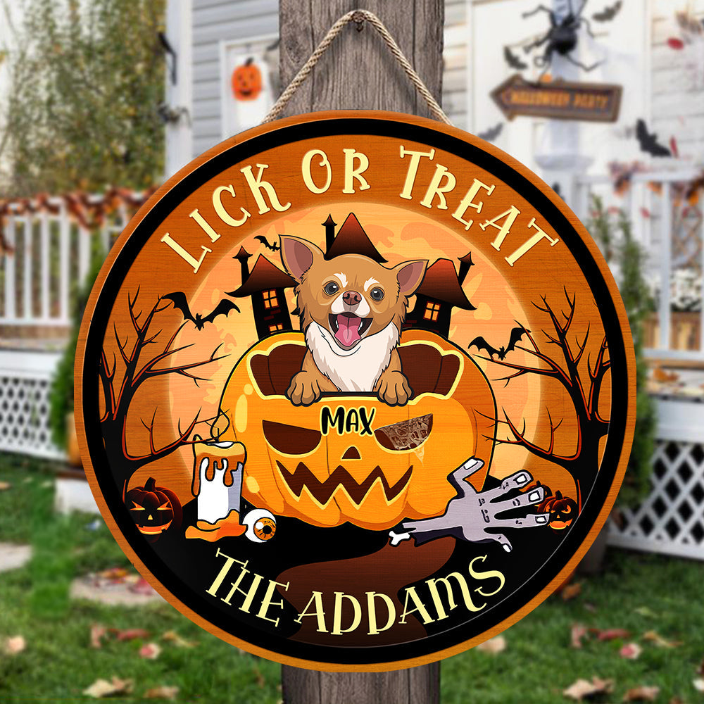 Happy Halloween - Lick Or Treat - Funny Personalized Door Sign.