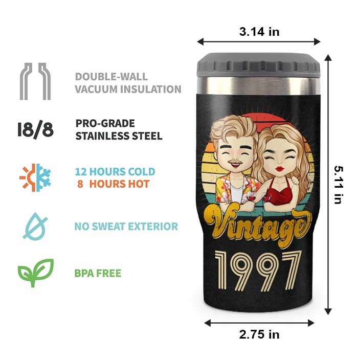 Double Trouble Together - Personalized Can Cooler - Gift For Couples, Husband Wife