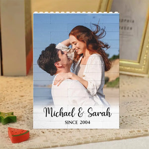 Custom Photo Give Me Your Forever - Couple Personalized Custom Horizontal & Vertical Rectangle Shaped Building Brick Blocks - Gift For Husband Wife, Anniversary