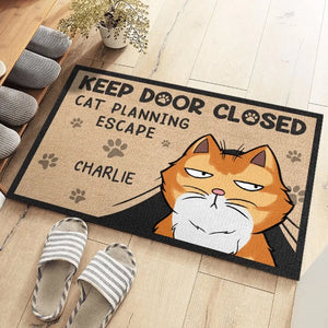 Cats Planning Escape - Cat Personalized Custom Home Decor Decorative Mat - House Warming Gift For Pet Lovers, Pet Owners
