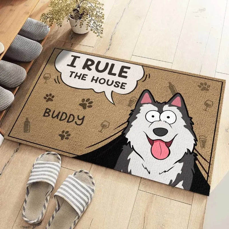 We Rule The House - Dog & Cat Personalized Custom Home Decor Decorative Mat - House Warming Gift For Pet Lovers, Pet Owners