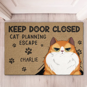 Cat Planning Escape - Cat Personalized Custom Home Decor Decorative Mat - House Warming Gift For Pet Owners, Pet Lovers