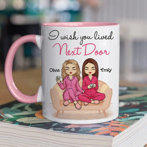 Wish We Lived Closer - Bestie Personalized Custom Accent Mug - Gift For Best Friends, BFF, Sisters