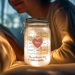 Custom Name Puzzle Heart Family Gifts for Grandma - Personalized Mason Jar Light