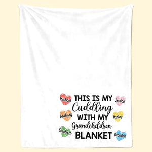 Cuddling With Grandchildren Blanket - Family Personalized Custom Blanket - Gift For Grandma