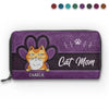 Happy Being Fur Mom - Dog & Cat Personalized Custom Leather Long Wallet - Gift For Pet Owners, Pet Lovers