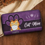 Happy Being Fur Mom - Dog & Cat Personalized Custom Leather Long Wallet - Gift For Pet Owners, Pet Lovers