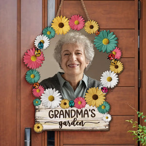 Custom Photo Grandma's Garden - Family Personalized Custom Shaped Home Decor Wood Sign - House Warming Gift For Mom, Grandma