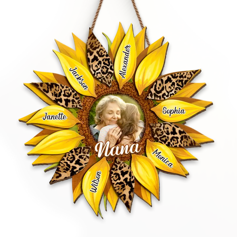 Custom Photo Flower Are Restful To Look At - Family Personalized Custom Shaped Home Decor Wood Sign - House Warming Gift For Mom, Grandma