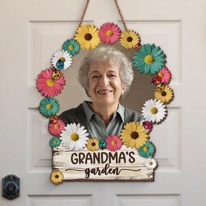 Custom Photo Grandma's Garden - Family Personalized Custom Shaped Home Decor Wood Sign - House Warming Gift For Mom, Grandma