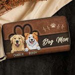 Custom Pet Name Dog Mom Gifts - Personalized Leather Long Wallet
