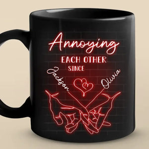 Annoying Each Other Forever - Couple Personalized Custom Black Mug - Gift For Husband Wife, Anniversary
