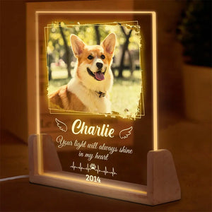 Custom Photo A Dog’s Love Is Forever  - Memorial Personalized Custom Shaped 3D LED Walnut Night Light - Sympathy Gift For Pet Owners, Pet Lovers