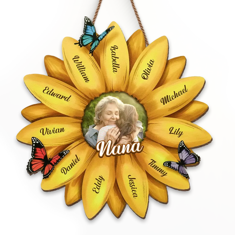 Custom Photo The World Best Nana - Family Personalized Custom Home Decor Wood Sign - House Warming Gift For Mom, Grandma