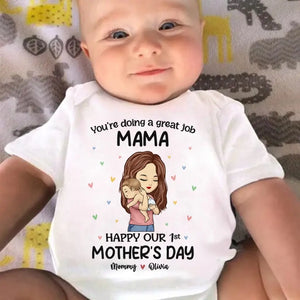 You're Doing A Great Job Mama - Family Personalized Custom Baby Onesie - Mother's Day, Baby Shower Gift, Gift For First Mom