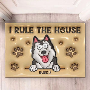 We Rule The House - Dog Personalized Custom 3D Inflated Effect Printed Home Decor Decorative Mat - House Warming Gift For Pet Owners, Pet Lovers