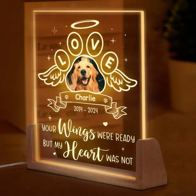 Custom Photo You Left Paw Prints On Our Hearts - Memorial Personalized Custom Shaped 3D LED Walnut Night Light - Sympathy Gift For Pet Owners, Pet Lovers