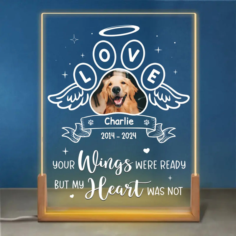 Custom Photo You Left Paw Prints On Our Hearts - Memorial Personalized Custom Shaped 3D LED Walnut Night Light - Sympathy Gift For Pet Owners, Pet Lovers