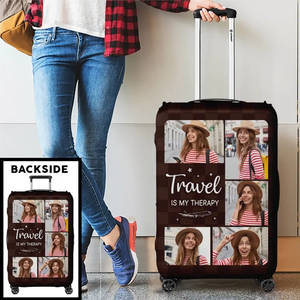 Custom Photo Catch Flight Not Feelings - Travel Personalized Custom Luggage Cover - Holiday Vacation Gift, Gift For Adventure Travel Lovers