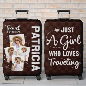 Custom Photo So The Adventure Begins - Travel Personalized Custom Luggage Cover - Holiday Vacation Gift, Gift For Adventure Travel Lovers