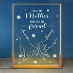 First My Mom Forever My Friend - Family Personalized Custom Shaped 3D LED Walnut Night Light - Mother's Day, Gift For Mom
