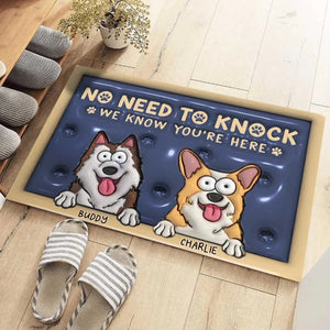 No Need To Knock - Dog Personalized Custom 3D Inflated Effect Printed Home Decor Decorative Mat - House Warming Gift For Pet Owners, Pet Lovers