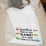 Think Of This Blanket As A Hug - Family Personalized Custom Blanket - Gift For Grandma