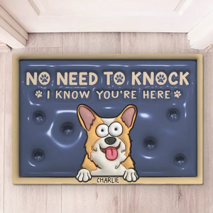 No Need To Knock - Dog Personalized Custom 3D Inflated Effect Printed Home Decor Decorative Mat - House Warming Gift For Pet Owners, Pet Lovers