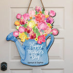 Custom Name Floral Watering Can Mother's Day Gifts for Mom - Personalized Wood Sign