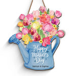 Custom Name Floral Watering Can Mother's Day Gifts for Mom - Personalized Wood Sign