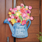 Custom Name Floral Watering Can Mother's Day Gifts for Mom - Personalized Wood Sign