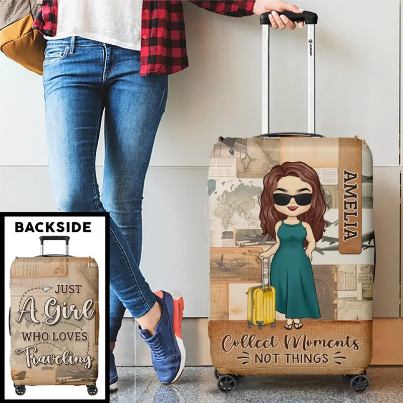 Just A Guy Who Loves Traveling - Travel Personalized Custom Luggage Cover - Holiday Vacation Gift, Gift For Adventure Travel Lovers
