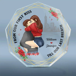 From Our First Kiss Till Our Last Breath - Couple Personalized Custom Nonagon Shaped Acrylic Plaque - Gift For Husband Wife, Anniversary