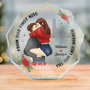 From Our First Kiss Till Our Last Breath - Couple Personalized Custom Nonagon Shaped Acrylic Plaque - Gift For Husband Wife, Anniversary