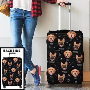 Custom Photo Vacation Vibes, Hometown Pride - Dog & Cat Personalized Custom Luggage Cover - Holiday Vacation Gift, Gift For Adventure Travel Lovers, Pet Owners, Pet Lovers