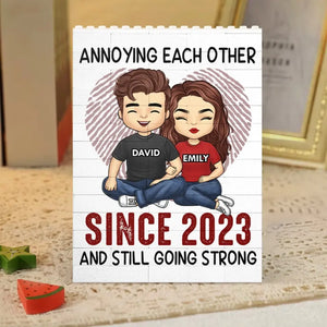 Annoying Each Other Still Going Strong - Couple Personalized Custom Vertical Rectangle Shaped Building Brick Blocks - Gift For Husband Wife, Anniversary