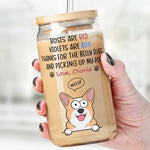 Thanks For The Belly Rubs - Dog Personalized Custom Glass Cup, Iced Coffee Cup -  Gift For Pet Owners, Pet Lovers