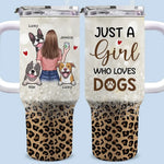 Custom Name Dog Lover Gifts for Women - Personalized 40 Oz Tumbler With Handle