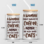 Custom Name Cat Mom Coffee Gifts for Women - Personalized Glass Cup