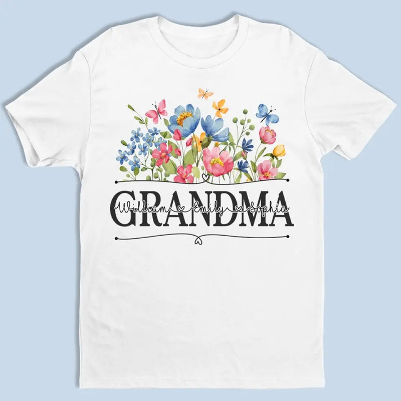 DRAF | Blossoming Flower Garden For Grandma - Family Personalized Custom Unisex T-shirt, Hoodie, Sweatshirt - Mother's Day, Gift For Mom, Grandma