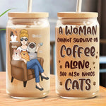 Custom Name Cat Mom Coffee Gifts for Women - Personalized Glass Cup