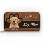 Custom Pet Name Dog Mom Gifts - Personalized Leather Long Wallet