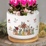 Custom Name Grandma Floral Gifts - Personalized Ceramic Plant Pot