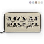 A Mother's Love Is Like A Flower - Family Personalized Custom Leather Long Wallet - Mother's Day, Gift For Mom, Grandma