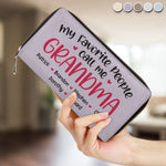 My Favourite People Call Me Grandma - Family Personalized Custom Leather Long Wallet - Mother's Day, Gift For Mom, Grandma